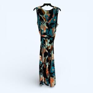 Kasper Women's colorblock Faux Wrap Jersey Maxi Dress Large